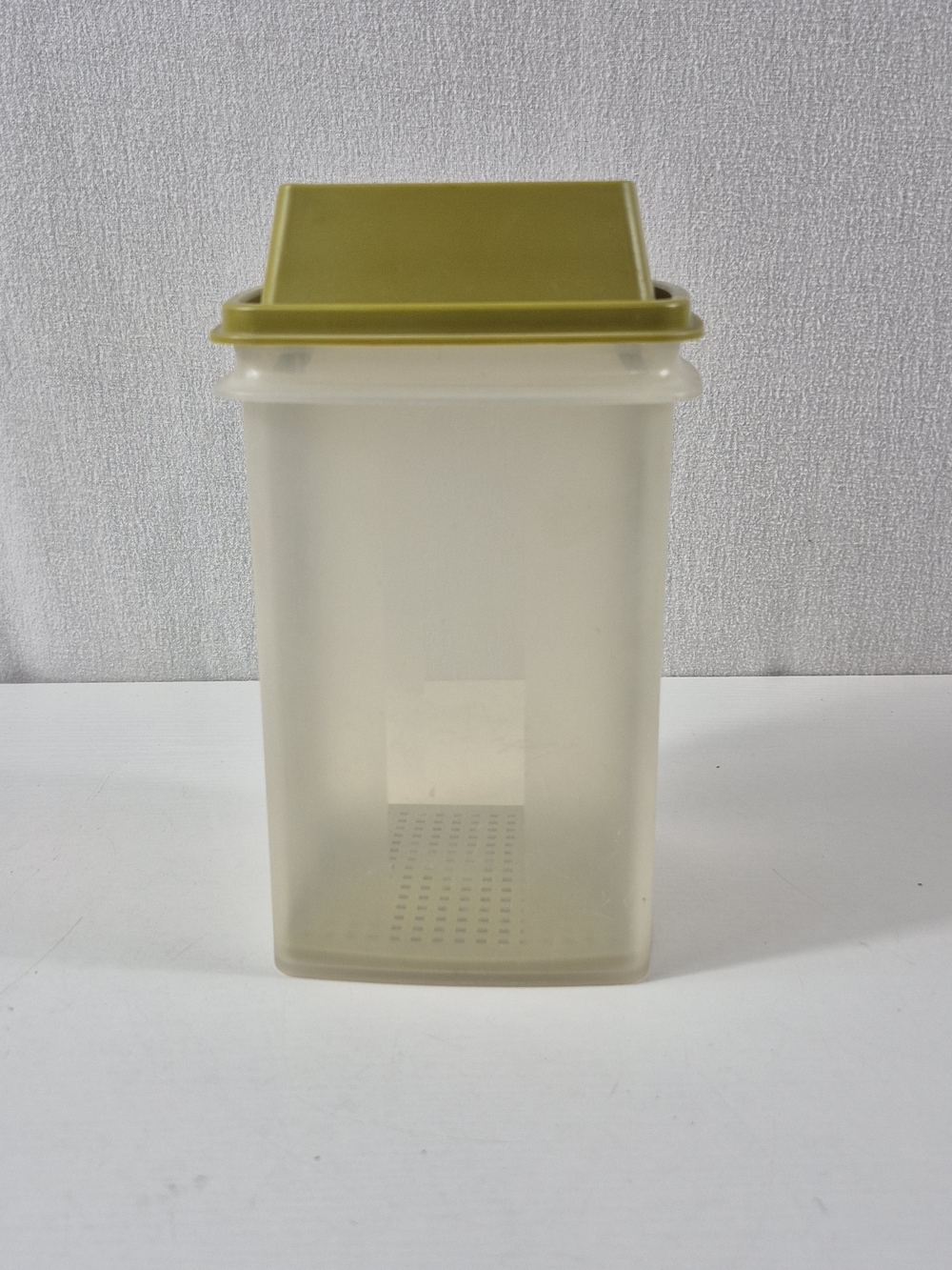 Tupperware Olive Green Lid Translucent Storage Canister